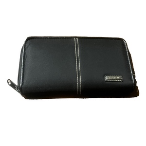Rosetti Black Fabric Wallet with numerous pockets zipper closure